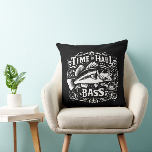 Funny Time to Haul Bass Fishing Boat Throw Pillow