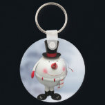 Funny Tin Snowman Christmas Keychain<br><div class="desc">This Christmas button keychain,  zip pull  features a funny very round tin snowman,  complete with top hat,  scarf and carrot nose. Perfect as a gift,  or stocking filler.</div>