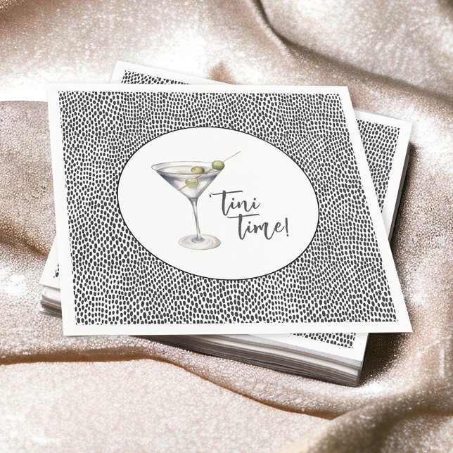 Funny 'Tini Time Martini Cocktail Party Napkin (Creator Uploaded)