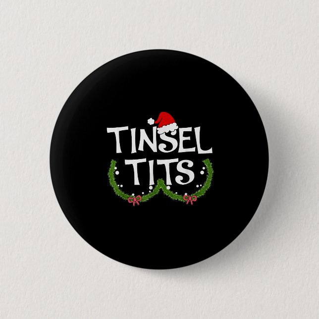 Funny Tinsel Matching Jingle Christmas Couples  2 Inch Round Button (Front)