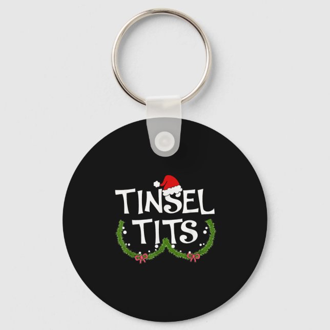 Funny Tinsel Matching Jingle Christmas Couples  Keychain (Front)