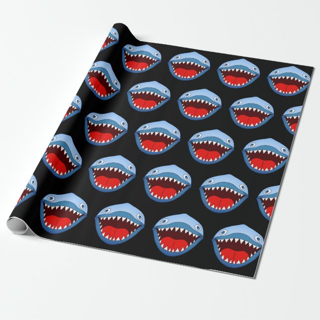 Funny Tiny Shark White Sharp Teeth  Wrapping Paper (Unrolled)