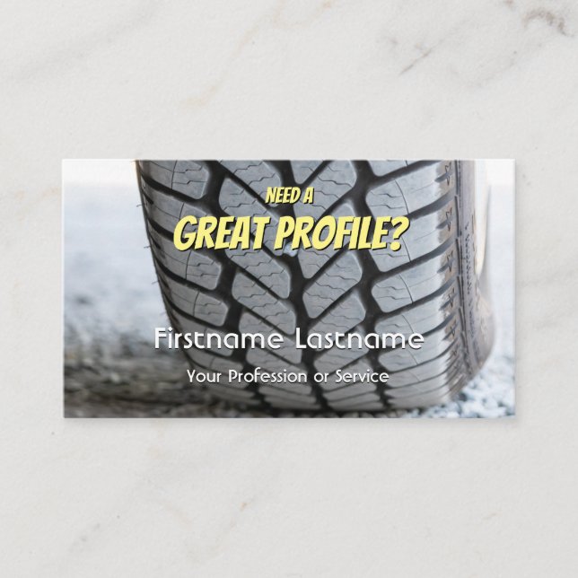 Funny tire fitter and wheel expert tuning business business card (Front)