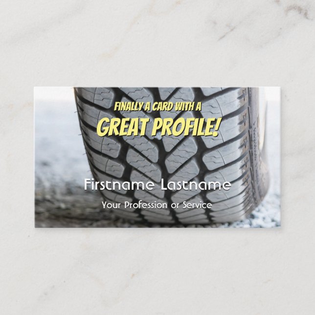 Funny tire fitter and wheel expert tuning business card (Front)