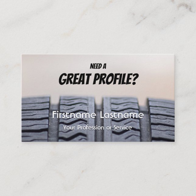 Funny tire fitter and wheel expert tuning business card (Front)