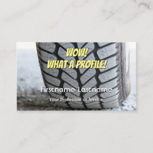 Funny tire fitter and wheel expert tuning business card