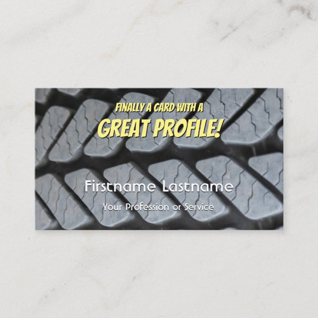 Funny tire fitter and wheel expert tuning business card (Front)