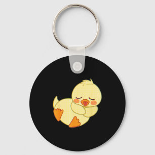 Funny Tired As Duck I Love Cute Ducklings Quote Gi Keychain