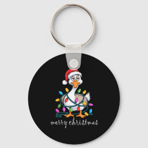 Funny Tired Goose Christmas Lights Silly Holiday F Keychain