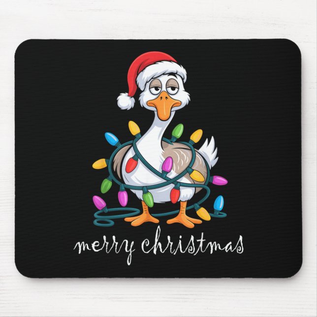 Funny Tired Goose Christmas Lights Silly Holiday F Mouse Pad (Front)