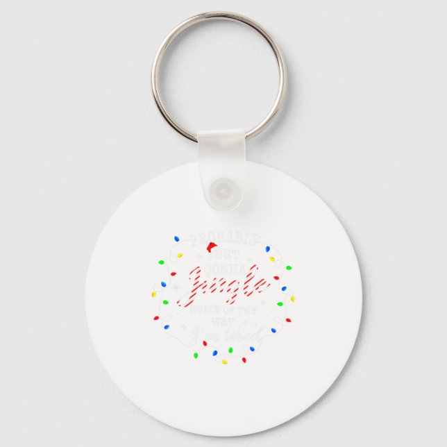 Funny Tired Jingle Lights Christmas  Keychain (Front)