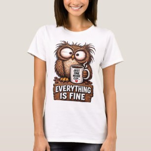 Funny Tired Owl Coffee T-Shirt