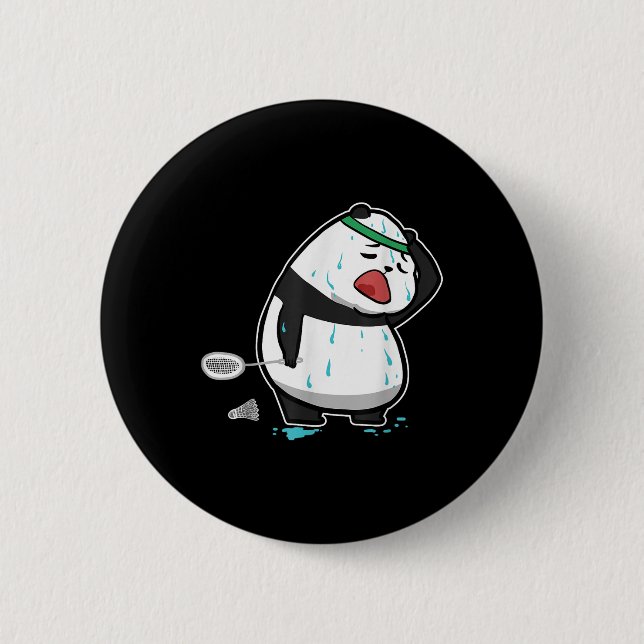 Funny Tired Panda Playing Badminton  2 Inch Round Button (Front)