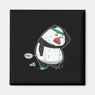 Funny Tired Panda Playing Badminton Magnet