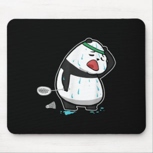 Funny Tired Panda Playing Badminton  Mouse Pad