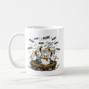 Funny Tired Seagull Mom Mother's Day Cartoon  Coffee Mug