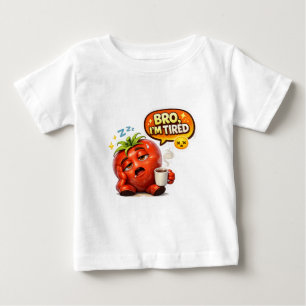 Funny Tired Tomato Bro I'm Tired Cute Sleepy Carto Baby T-Shirt