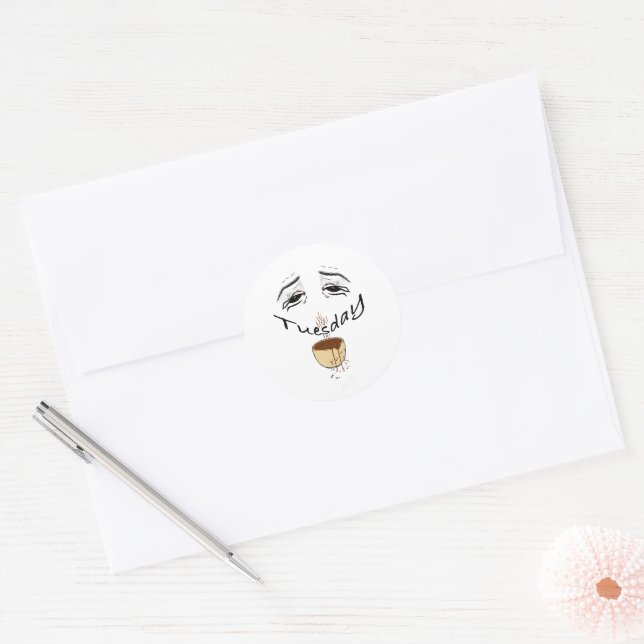 Funny Tired Tuesday Coffee Sticker  (Envelope)
