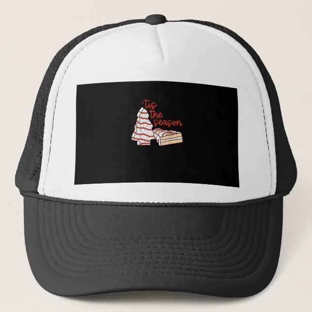 Funny Tis The Season Design Christmas Tree Trucker Hat (Front)