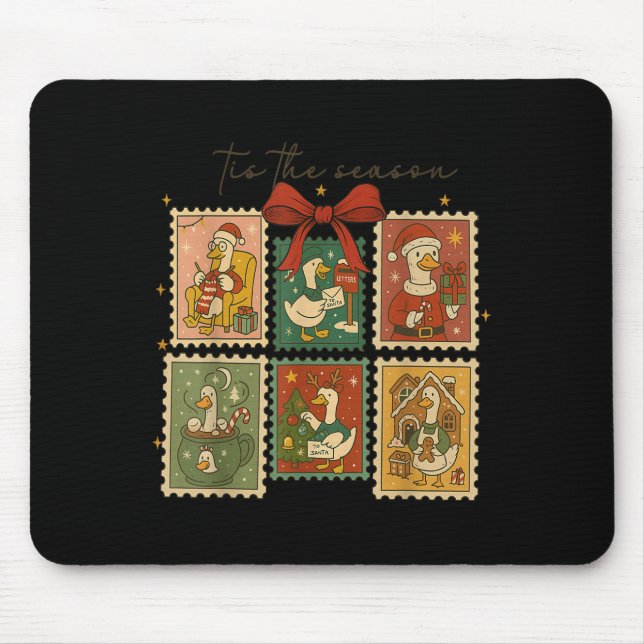 Funny Tis The Season Silly Goose Christmas Stamps  Mouse Pad (Front)