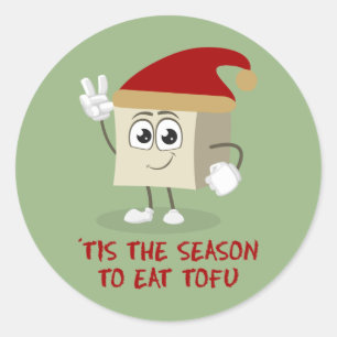 Funny ´Tis the season to eat tofu, Vegan Christmas Classic Round Sticker