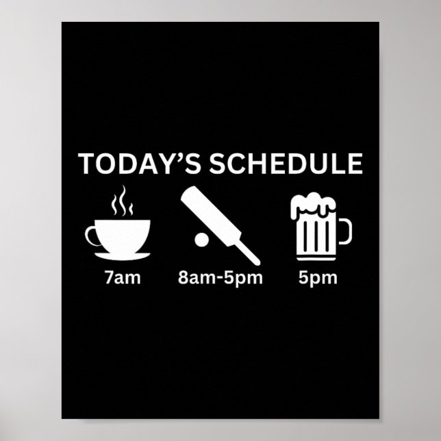 Funny Today's Schedule Plan Coffee Cricket Beer  Poster (Front)