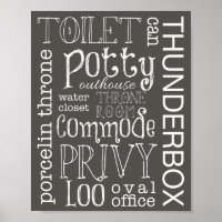 Funny Toilet Brown Grey Bathroom Sign Print