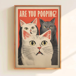 Funny Toilet Cat Prints for Bathroom Wall Art Are