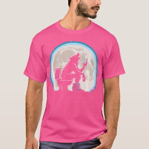 Funny Toilet Humour Werewolf Or Wolf Howling At Th T-Shirt