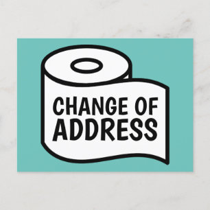 Funny toilet paper design change of address moving announcement postcard