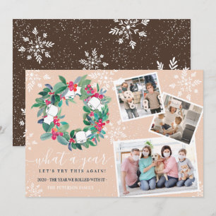 Funny toilet roll 2020 wreath New Year 3 photos Card
