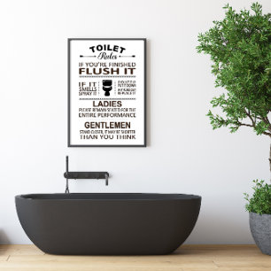Funny Toilet Rules Bathroom Restroom Humor Poster