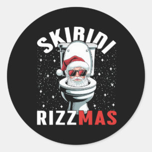Funny Toilet Santa Skibidi Rizzmas White Elephant Classic Round Sticker
