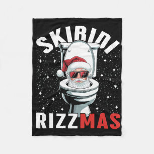 Funny Toilet Santa Skibidi Rizzmas White Elephant Fleece Blanket