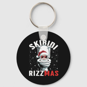 Funny Toilet Santa Skibidi Rizzmas White Elephant  Keychain