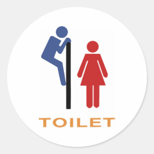 Funny Toilet Sign Classic Round Sticker