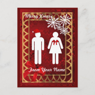 Funny toilet sign santa christmas holiday postcard