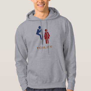 Funny Toilet sign with man peeking Mens Hoodie