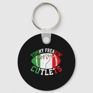Funny Tommy Freakin' Cutlets New Jersey Italy Flag Keychain