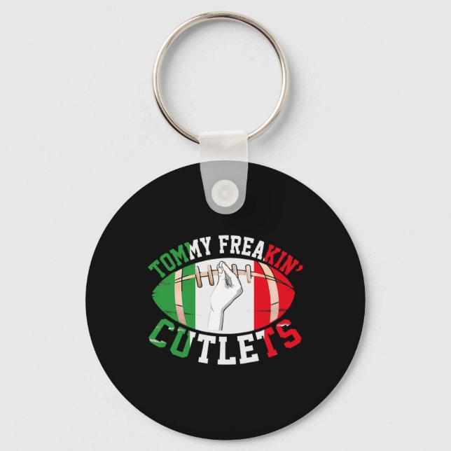 Funny Tommy Freakin' Cutlets New Jersey Italy Flag Keychain (Front)