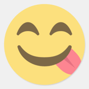 Funny Tongue Emoji Classic Round Sticker
