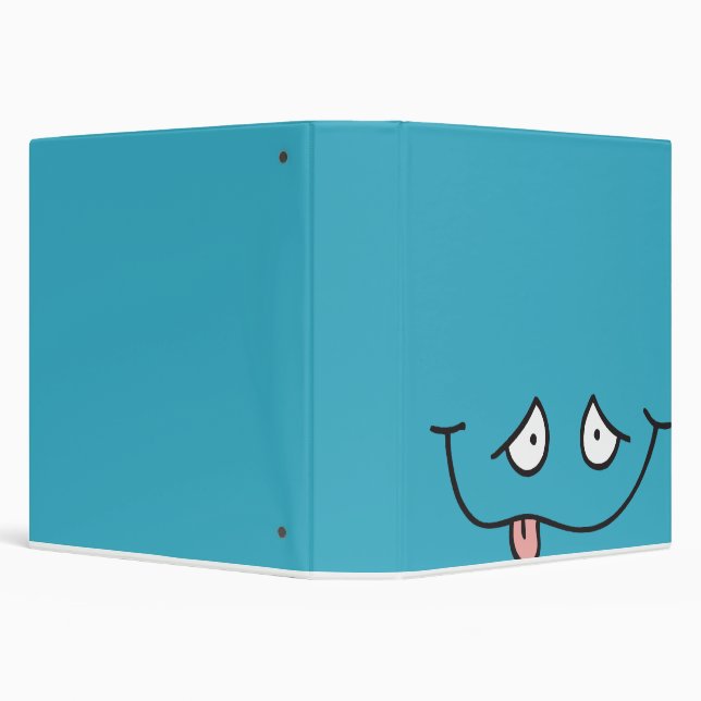 funny tongue out face blue notebook binder (Background)
