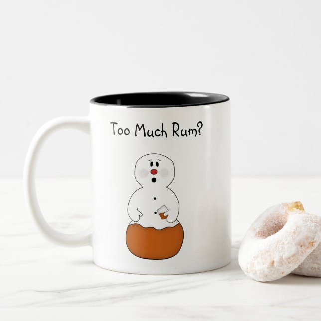 Funny Too Much Rum Snowman Mug (With Donut)