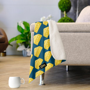 Funny Toon Cheese Wedge - Add Initials / nickname Sherpa Blanket