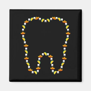 Funny tooth cinco de mayo dentist dental sombrero magnet