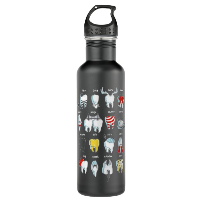Funny Tooth Designs Dentist Teeth Dental  710 Ml Water Bottle (Front)