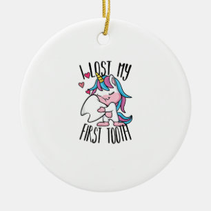 Funny Tooth Fairy - Cute Unicorn I Lost My First T Ceramic Ornament