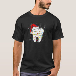 Funny Tooth Santa Hat Xmas Lights Dental Dentist C T-Shirt