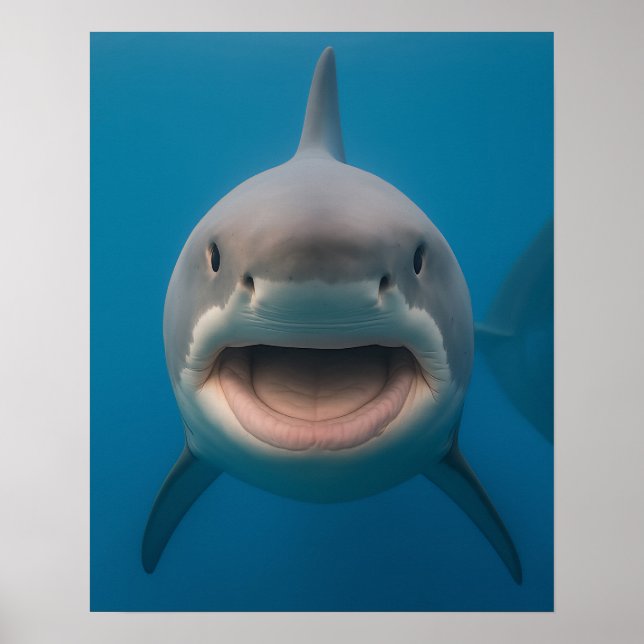 Funny Toothless Great White Shark Wall Art (Front)