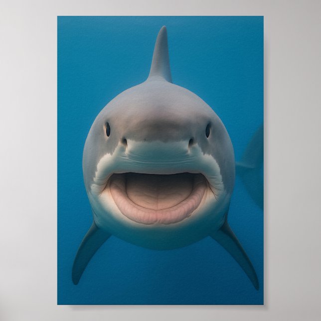 Funny Toothless Great White Shark Wall Art (Front)
